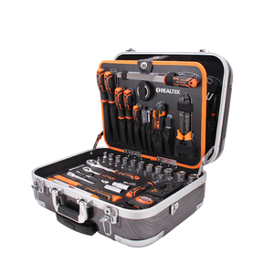 Clés à douilles combinées réglables Realtek OEM, jeu <span class=keywords><strong>de</strong></span> 123 outils à main, coffret en aluminium, chariot, matériau CRV, pour mécaniciens - Product Image 2