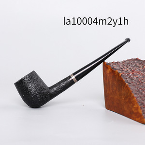 Muxiang Wooden Billiard Pipe Briarwood Straight Type Dark Engraved Silver Ring Black Sleeve Tobacco Pipe - Product Image 5