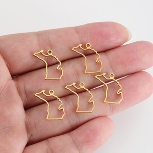 5 buah/pak liontin peta <span class=keywords><strong>Michigan</strong></span> Amerika Serikat untuk gantungan kunci kalung Aksesori pembuatan perhiasan besi tahan karat DIY - Product Image 3
