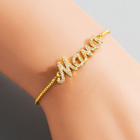 Bracelet de luxe tendance en laiton avec lettre « Mama », pavé de zircons cubiques, chaîne coulissante ajustable, plaqué or 18 carats, cadeau pour la fête des Mères