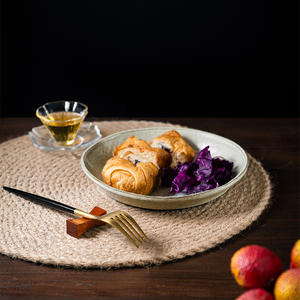 Rústico superficie rugosa Borde de cerámica platos de vajilla platos de gres revisiones - Product Image 3