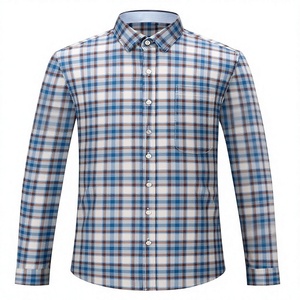 เสื้อเชิ้ตผู้ชายผ้าฝ้ายอ๊อกซ์ฟอร์ด 100% ทรงเข้ารูป แขนยาว ลายสก็อต สไตล์ลำลอง ธุรกิจ ผ้ากันยับ ย้อมเส้นด้าย สำหรับฤดูใบไม้ผลิและฤดูร้อน - Product Image 3