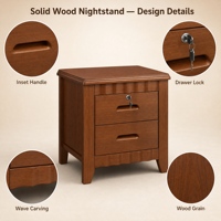 Table de chevet moderne en bois massif de style chinois, couleur crème, avec serrure, armoire de rangement facile à installer pour chambre à coucher en appartement locatif