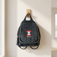 Tas Ransel Denim Custom Bordir Resleting Tas Sekolah Ringan Tas Travel Harian Olahraga Luar Ruangan Custom OEM ODM Grosir