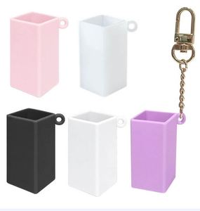 Portable Food Grade Silicone Lipstick Case <b>Square</b> Lip Balm Holder with Keychain for Travel Outdoor Beauty Accessories - Product Image 1