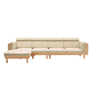 L706A Set Sofa sudut desain Modern, bentuk L, Sofa kain ruang tamu bingkai kayu padat