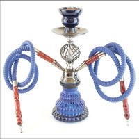 Chicha arabe métallique transfrontalière à double tube, ensemble complet avec tuyau miroir, accessoires pour bar à chicha