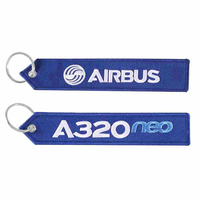 Porte-clés brodés personnalisés en gros pour avions Airbus A320, étiquettes d'aviation, jet tags