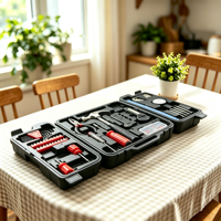 Lot de 140 outils à main en acier au carbone avec douilles, pinces et mallette rigide pour l'entretien domestique et la réparation automobile