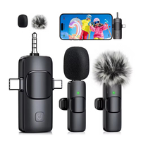 Microphone Lavalier Sans Fil 3-en-1 Personnalisé avec Récepteur Anti-Bruit et Anti-Vent pour Conférences et Utilisation en Direct (Compatible iPhone/Android)