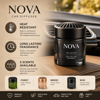 Diffuseur de voiture en verre NOVA Premium |   Diffuseur de parfum écologique de 120 ml à longue durée de diffusion pour les intérieurs de véhicules modernes