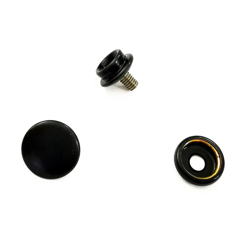 Botones a presión de Metal, sin óxido ni níquel, tornillo plano de acero inoxidable de 7mm para muebles y casco, color negro