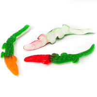 Bonbons gélifiés multicolores en forme de crocodiles, saveur fruitée acidulée, emballés individuellement, échantillon gratuit, vente en gros, OEM, directement de l'usine