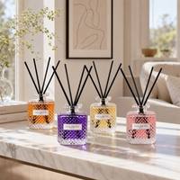 Coffrets de parfums personnalisés en verre cristal pour voiture, maison, salle de bain avec bâtonnets et huile parfumée