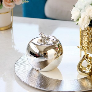 Decoración del hogar decoraciones de manzana de cerámica de lujo chapado en oro decoración moderna del hogar <span class=keywords><strong>arte</strong></span> de patrón Vertical para regalo de Navidad de boda - Product Image 5