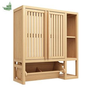 Gabinete <span class=keywords><strong>de</strong></span> Almacenamiento <span class=keywords><strong>de</strong></span> Bambú <span class=keywords><strong>para</strong></span> Montar en la Pared con Toallero, Gabinete <span class=keywords><strong>de</strong></span> <span class=keywords><strong>Baño</strong></span> con Puerta <span class=keywords><strong>de</strong></span> Listones Transpirables <span class=keywords><strong>para</strong></span> el Hogar - Product Image 4