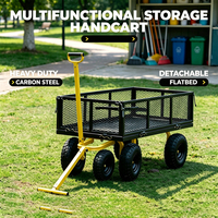 Chariot à main robuste en acier au carbone avec plateau amovible et poignée rotative pour cuisine, salle de bain, outils de nettoyage et rangement multifonctionnel