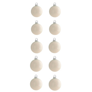 CONFEZIONE DA 10 PALLINE DI VETRO, DIAMETRO 6CM, COLORE BIANCO PERLA LUCIDO - Product Image 1