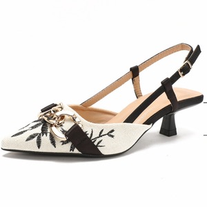Sandali con <span class=keywords><strong>tacco</strong></span> alto da donna alla moda con comodi tacchi sottili e schiena bassa, <span class=keywords><strong>scarpe</strong></span> estive scavate - Product Image 5