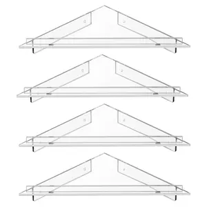 Étagères d'angle murales en triangle en acrylique personnalisées Organisateur d'étagère flottant transparent