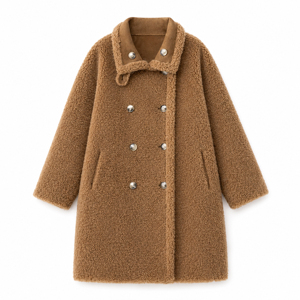 Abrigo <span class=keywords><strong>de</strong></span> Lana Reversible para Mujer Boying, Invierno 2025, Nuevo Modelo, Cálido, con Solapa y Forro <span class=keywords><strong>de</strong></span> Borrego, Personalizado, OEM, ODM, Venta al Por Mayor - Product Image 4