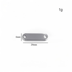 Bracelet et collier modernes en acier inoxydable, surface polie miroir, double trou, gravure DIY, forme plate - Product Image 4