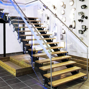 Prima residencial <span class=keywords><strong>interior</strong></span> estructura de acero <span class=keywords><strong>y</strong></span> <span class=keywords><strong>barandilla</strong></span> de vidrio escaleras <span class=keywords><strong>escalera</strong></span> recta flotante de <span class=keywords><strong>madera</strong></span> maciza - Product Image 5
