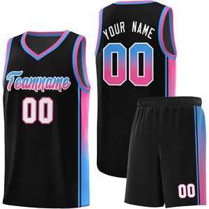 Camiseta de baloncesto personalizada para hombre, camiseta deportiva atlética con cuello en V, sublimada, con nombre y número del equipo, que absorbe la humedad, pantalones cortos - Product Image 1