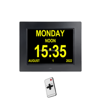 Jam Kalender Digital 8 inci untuk Lansia, Kalender Digital dengan Huruf Besar, Analog Digital, DST Otomatis, Alarm Khusus, Pengingat Obat