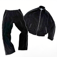 Fabricant de vêtements personnalisé hiver haute qualité 3m velours réfléchissant vestes pantalon Jogging costume deux pièces velours survêtement hommes