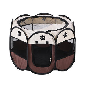 Üretici sekizgen kedi köpek kulübesi katlanabilir Oxford kumaş düğme kapatma ile çizilmeye dayanıklı çelik Metal Pet malzemeleri kutusu - Product Image 2