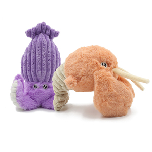 Pelzige Hummer Haustier produkte Kauen Plüsch Interaktives langlebiges Welpen spielzeug Designer Soft Dog Squeak Toy - Product Image 2