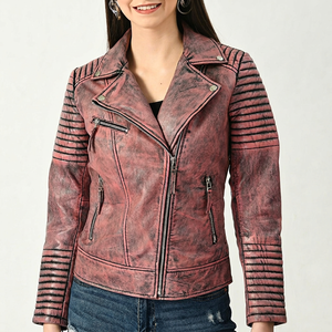 Vestes en cuir véritable pour femmes, vestes en cuir d'agneau de haute qualité, design personnalisé, veste de moto d'hiver pour femmes - Product Image 1