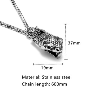 Collar con Colgante de Cabeza de Serpiente para Hombre, Acero Inoxidable, Cadena Larga de 60 cm, Estilo Punk Hip Hop, Joyería Animal Toko - Product Image 4
