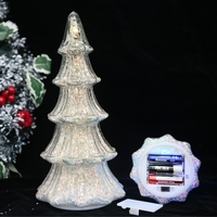 Ornements de Noël modernes en verre clignotants à piles AA, décorations de Noël à LED avec minuterie de 6 heures, respectueux de l'environnement, pour le salon et la maison