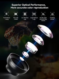 Objectif ultra macro 50-110 mm amélioré 2025 pour iPhone et Android, objectif d'appareil photo de téléphone avec clip pour ongles, cils, tatouages - Product Image 2