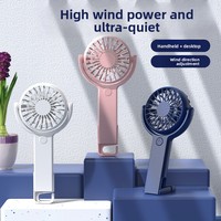 Ventilateur portable rechargeable USB Type-C de qualité supérieure à 5 vitesses avec crochet rotatif et support pour téléphone, idéal pour la randonnée en extérieur et l'utilisation sur bureau