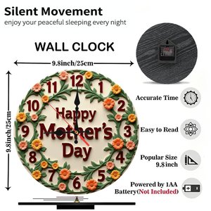 Round Wooden Wall <b>Clock</b> 25x25Cm Silent Quartz Movement Home <b>Bedroom</b> Office Decor - Product Image 5