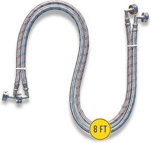 Tuyau de machine à laver universel anti-éclatement, eau chaude et froide, en acier inoxydable - Product Image 1