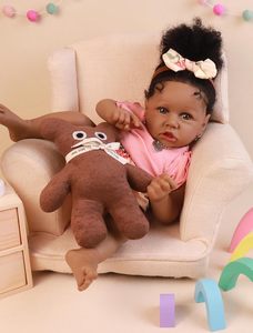 22 inç gerçekçi yeniden doğmuş bebek yumuşak vücut afrika amerikan gerçekçi kız manyetik dönüşlü dünya Set yeni durum - Product Image 2