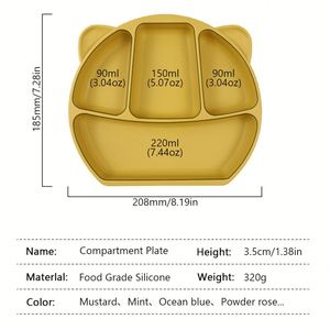 Ensemble de bols et assiettes à ventouse en silicone en forme d'ours, qualité alimentaire, sans BPA, pour repas des tout-petits et enfants, vaisselle antidérapante - Product Image 2