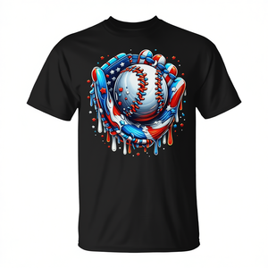 T-shirt Baseball Drip Ice Cream Sprinkles Glove 4th Of July - Product Image 2
