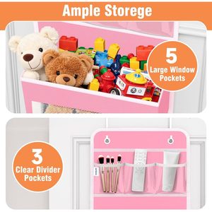 Over The Door Organizer 6 Tier Hanging <b>Storage</b> With 5 Large Pockets And 3 Pvc Pockets For Bedroom Bathroom Nursery - Product Image 4