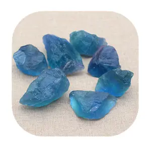 Wholesale raw semi precious stone natural quartz blue fluorite rough stone for home decoration