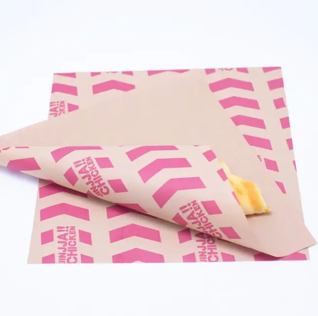 Kertas Hamburger Kertas Tahan Minyak Sekali Pakai Roti Ayam Gulungan Nasi Bola Sandwich Pembungkus Kertas Nampan untuk Memesan