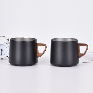 Кофейник-термос с деревянной крышкой, вакуумная бутылка из нержавеющей стали с двойными стенками, кружки для кофе с логотипом на заказ - Product Image 2