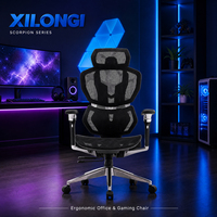 Silla de Juego Ergonómica BIFMA CLASE 4, Silla de Oficina Reclinable con Respaldo Alto de Malla, Reposabrazos de PU 6D y Reposacabezas en Forma de U