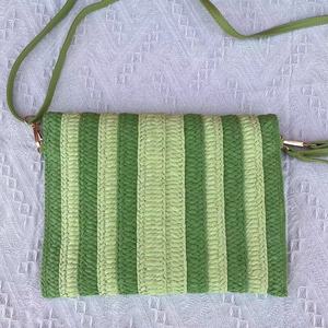 Designer Stripe Paper Straw Cosmetic Bag Shoulder Straw Clutch With Wristlet Woven <strong>Beachbag</strong> - Product Image 2