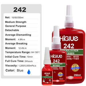 <span class=keywords><strong>Precio</strong></span> <span class=keywords><strong>de</strong></span> fábrica 10ml 50ml 250ml Blue Metal Thread Locker Adhesivo anaeróbico 242 Pernos Tuercas Espárragos para carpintería y construcción - Product Image 2