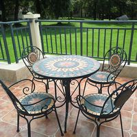 Meubles de jardin en métal de style européen moderne, table et chaises confortables en fer pour balcon, jardin, terrasse